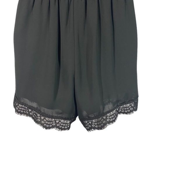 Surf Gyspy Size Small Romper Front Tie Black Sleeveless Lace Trim - Picture 2 of 8